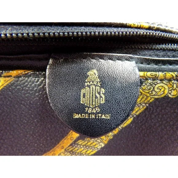 Vintage Mark Cross Equestrian Crossbody‎ Purse Black w/ Equestrian Print Small